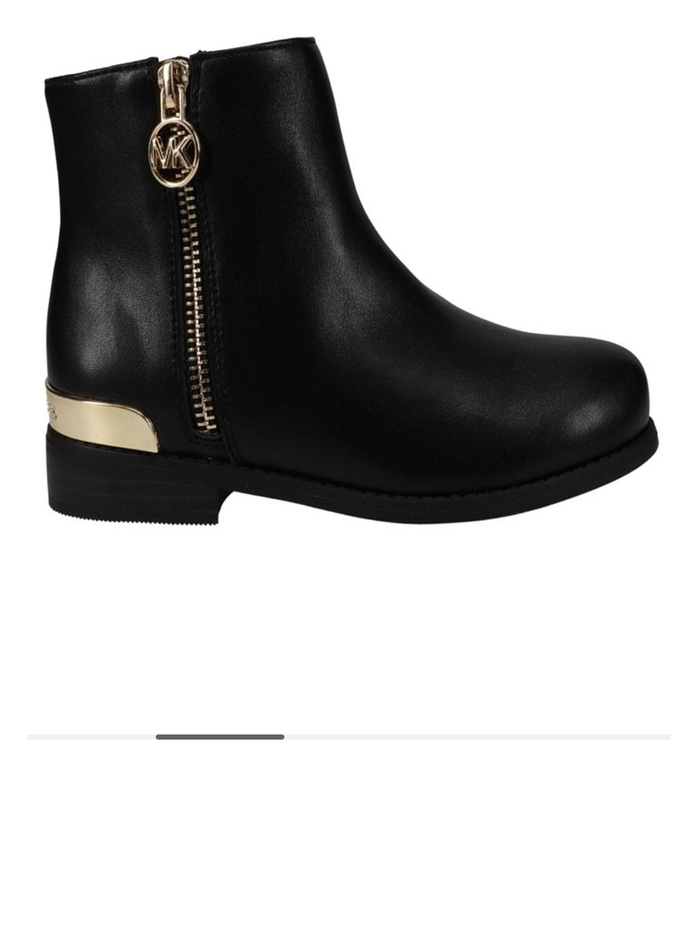 MICHAEL Michael Kors Black Leather Ankle Boots with Gold Accents